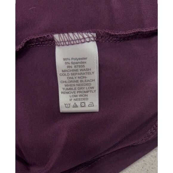 Susan Graver 1X Plum Purple Ruched Turtleneck Stretch Long Sleeve Liquid Knit - Picture 7 of 8